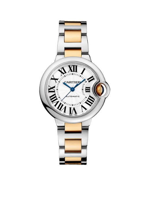 Cartier Ballon Bleu de Cartier 33 mm horloge van staal en 18k geelgoud W2BB0002 - voorkant geelgoud
