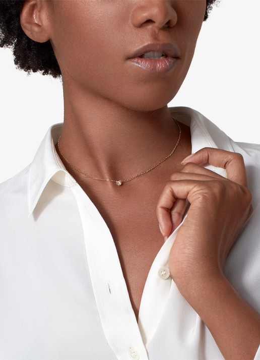 Cartier Cartier d'Amour ketting, groot model van 18 karaat geelgoud met 0.18 ct diamant CRB7215500 - voorkant 8 geelgoud