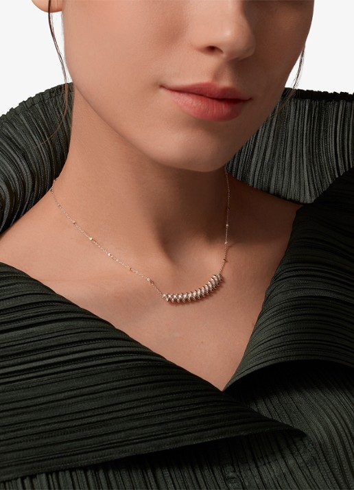 Cartier Clash de Cartier ketting, klein model van 18 karaat roségoud met 0.20 ct diamant CRN7424470 - voorkant 7 roségoud