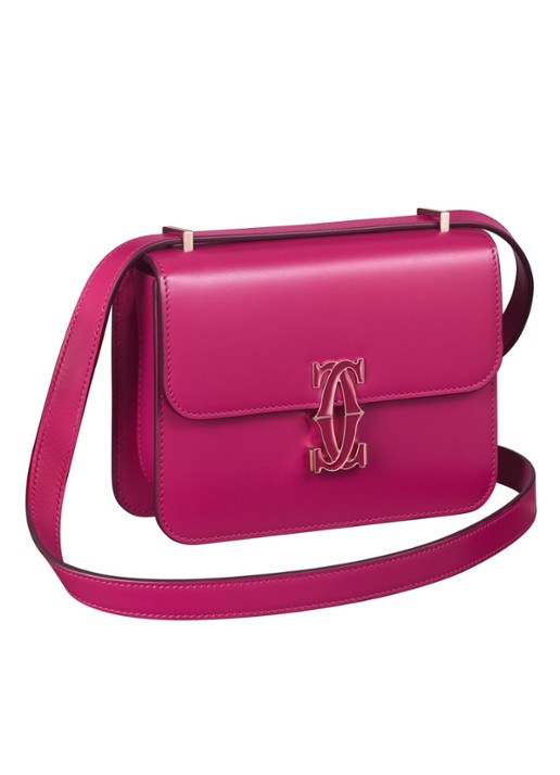 Cartier Double C Nano schoudertas van kalfsleer CRL1002297 - voorkant roze