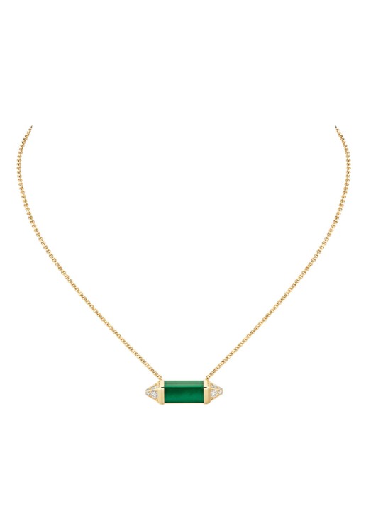 Cartier Les Berlingots de Cartier ketting van 18 karaat geelgoud met malachiet en diamant CRB7224782 - voorkant geelgoud
