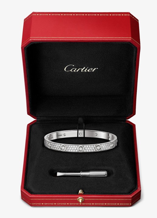 Cartier LOVE armband, klassiek model van 18 karaat witgoud met 4.04 ct diamant CRN6727417 - detail 7 witgoud