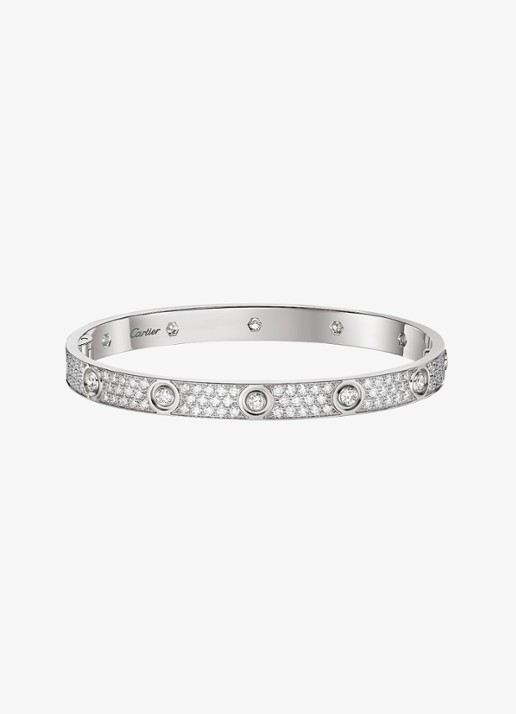 Cartier LOVE armband, klassiek model van 18 karaat witgoud met 4.04 ct diamant CRN6727417 - voorkant witgoud