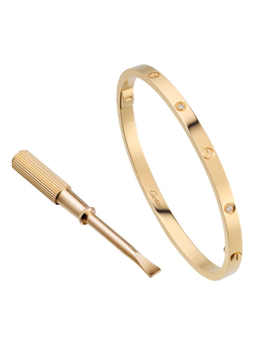 Cartier LOVE armband small van 18 karaat geelgoud met 6 diamanten CRB6047215 - voorkant geelgoud