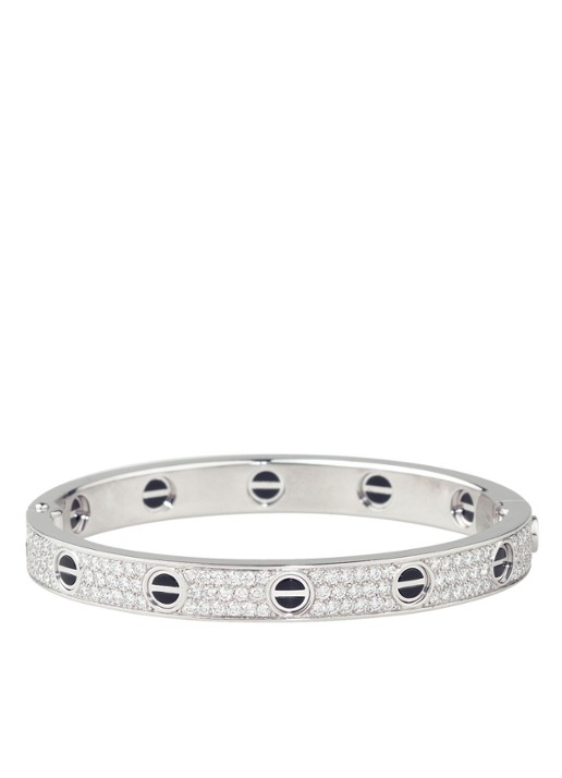 Cartier LOVE armband van 18 karaat witgoud met 204 diamanten CRN6032400 - voorkant 2 witgoud