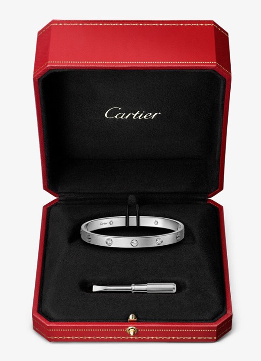 Cartier LOVE armband van 18 karaat witgoud met 4 diamanten CRB6080215 - detail 5 witgoud