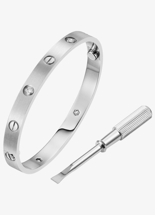 Cartier LOVE armband van 18 karaat witgoud met 4 diamanten CRB6080215 - voorkant 7 witgoud