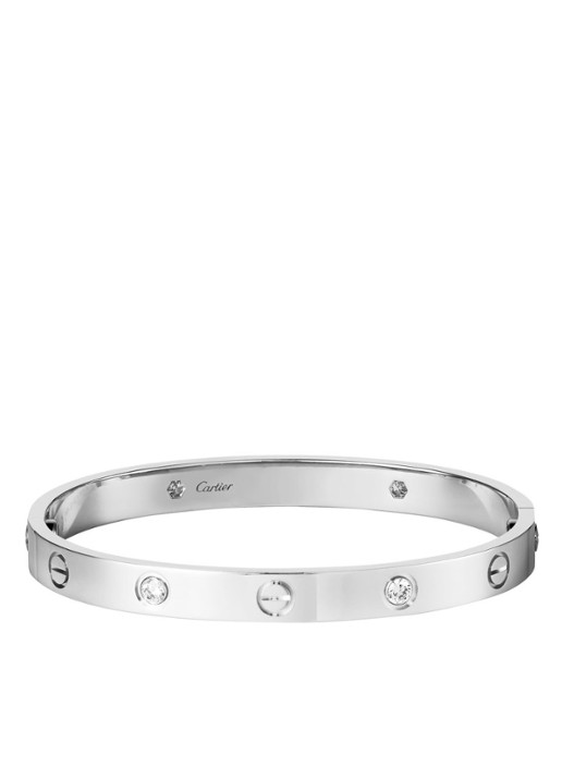 Cartier LOVE armband van 18 karaat witgoud met diamanten CRB6070100