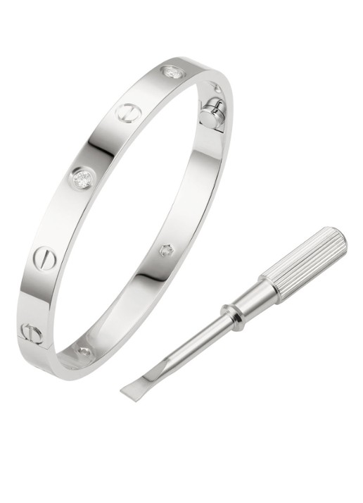 Cartier LOVE armband van 18 karaat witgoud met diamanten CRB6070100 - voorkant 2 witgoud
