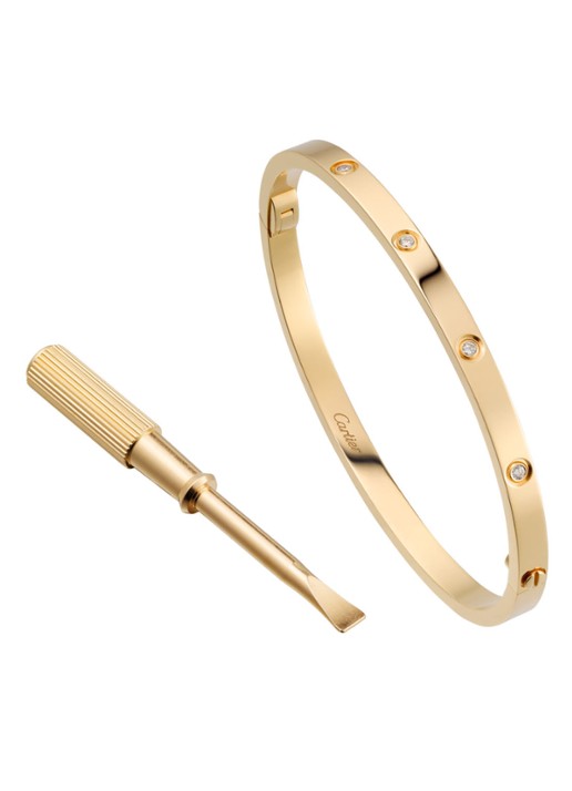 Cartier Love armband van 18k geelgoud met 10 diamanten CRB6047815 - voorkant 2 geelgoud