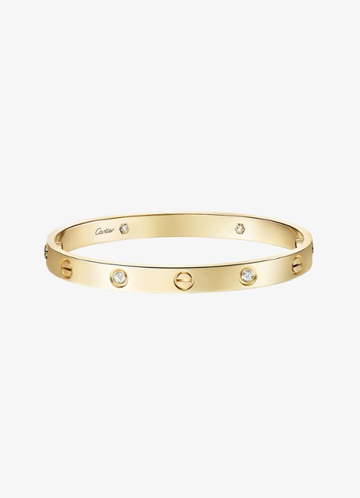 Cartier LOVE bangle, klassiek model van 18 karaat geelgoud met 0.42 ct diamant CRB6070017
