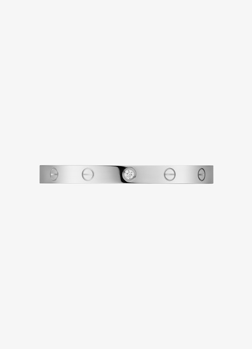 Cartier LOVE bangle open klassiek model van 18 karaat witgoud met 1 diamant CRB6029917 - detail 4 witgoud