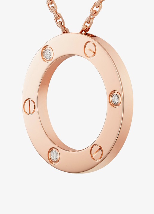 Cartier LOVE ketting van 18 karaat roségoud met 0.07 ct diamant CRB7014700 - detail roségoud