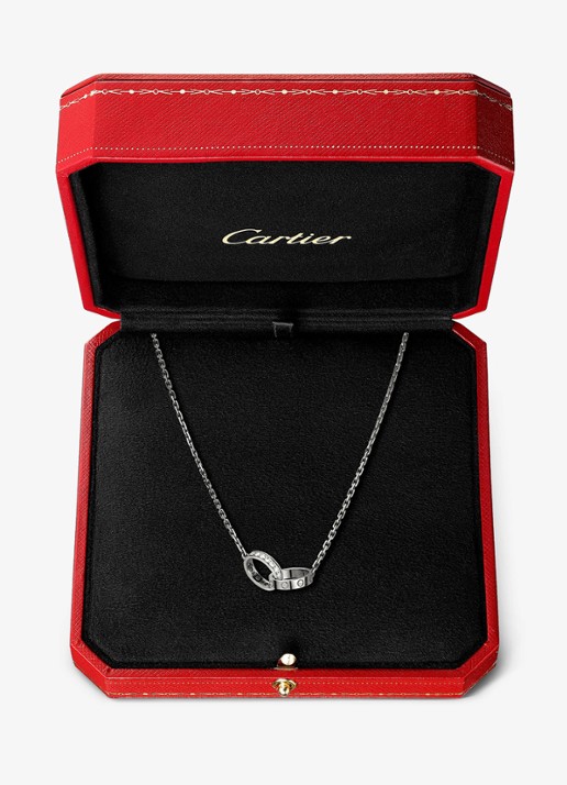 Cartier LOVE ketting van 18 karaat witgoud met 0.22 ct diamant CRB7013700 - detail 6 witgoud