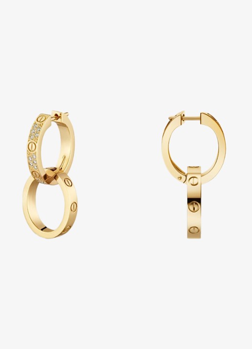 Cartier LOVE oorringen van 18 karaat geelgoud met 15 diamanten CRN8515241 - voorkant 7 geelgoud