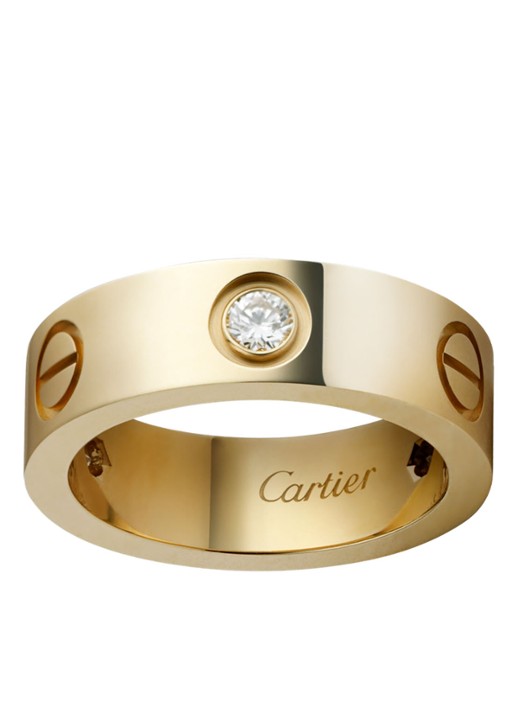 Cartier LOVE ring van 18 karaat geelgoud met 3 diamanten CRB4032400