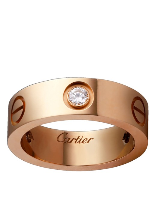 Cartier Love ring van 18 karaat roségoud met 3 diamanten CRB4087500