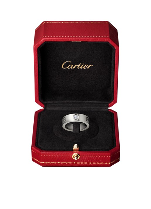 Cartier LOVE ring van 18 karaat witgoud met 3 diamanten CRB4032500 - detail 2 witgoud
