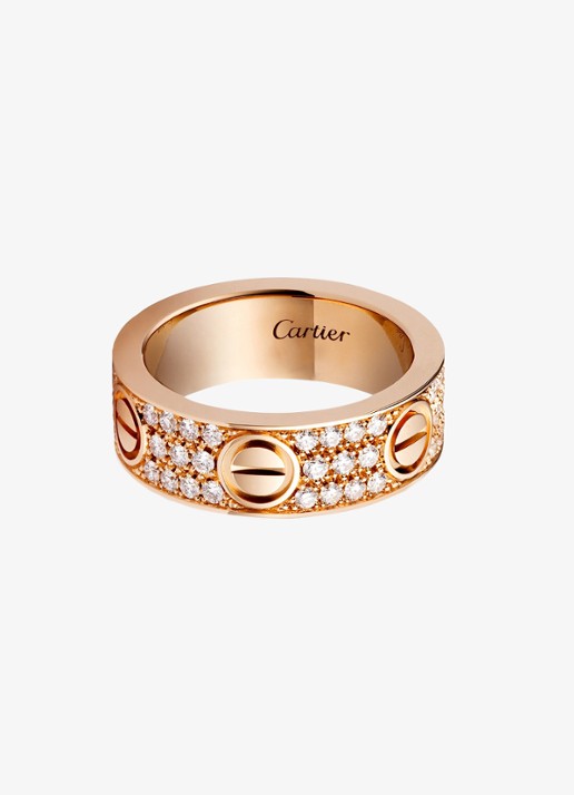 Cartier LOVE trouwring, klassiek model van 18 karaat roségoud met 0.70 ct diamant CRB4087600