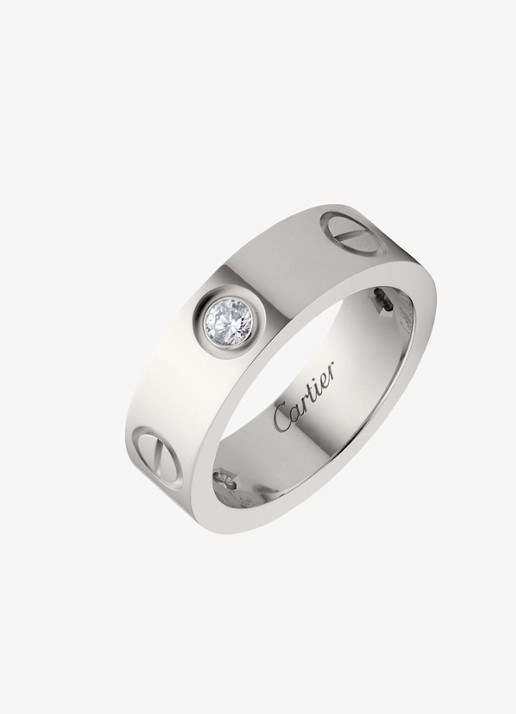 Cartier LOVE trouwring, klassiek model van 18 karaat witgoud met 0.23 ct diamant CRB40325 - detail 2 witgoud