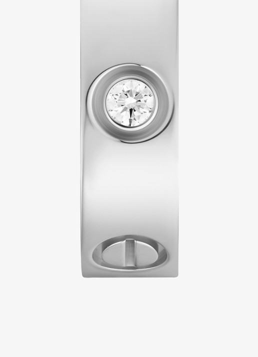 Cartier LOVE trouwring, klassiek model van 18 karaat witgoud met 0.23 ct diamant CRB40325 - detail 3 witgoud