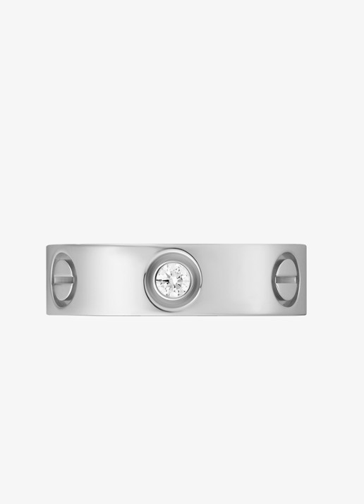 Cartier LOVE trouwring, klassiek model van 18 karaat witgoud met 0.23 ct diamant CRB40325 - detail 4 witgoud