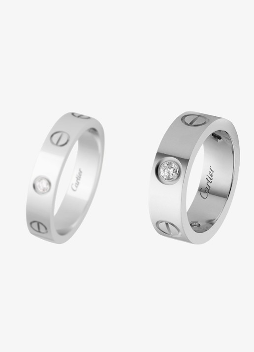 Cartier LOVE trouwring, klassiek model van 18 karaat witgoud met 0.23 ct diamant CRB40325 - detail 5 witgoud