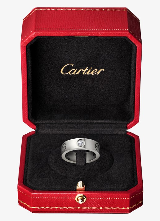 Cartier LOVE trouwring, klassiek model van 18 karaat witgoud met 0.23 ct diamant CRB40325 - detail 6 witgoud