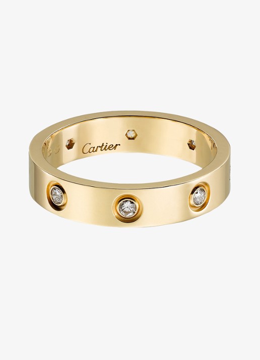 Cartier LOVE trouwring, klein model van 18 karaat geelgoud met 0.19 ct diamant CRB4056200