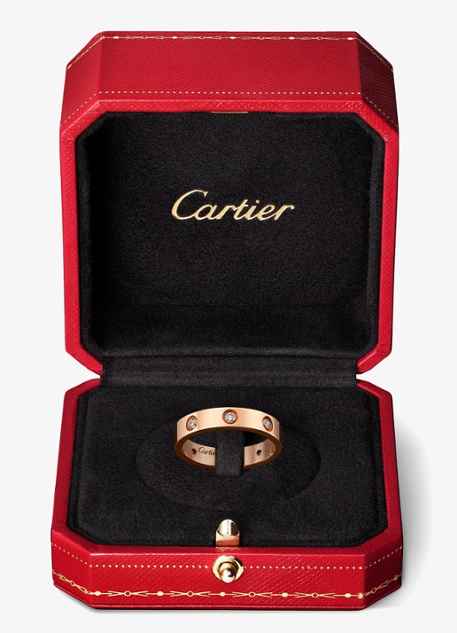 Cartier LOVE trouwring, klein model van 18 karaat roségoud met 0.19 ct diamant CRB4050800 - detail 5 roségoud