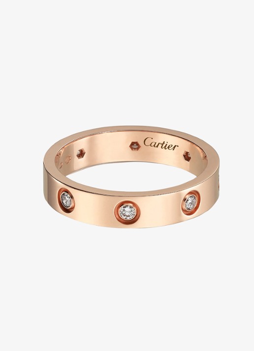 Cartier LOVE trouwring, klein model van 18 karaat roségoud met 0.19 ct diamant CRB4050800