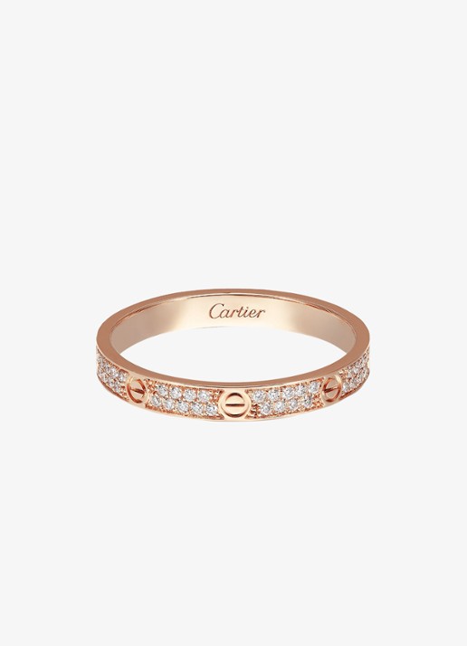 Cartier LOVE trouwring, mini model van 18 karaat roségoud met 0.19 ct diamant CRB42181 - voorkant 2 roségoud