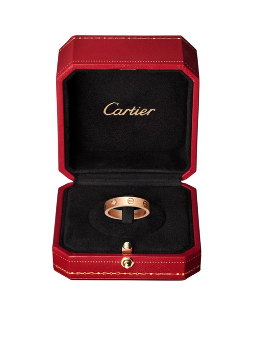 Cartier LOVE Wedding band ring van 18 karaat roségoud met 1 diamant CRB4050700 - detail roségoud