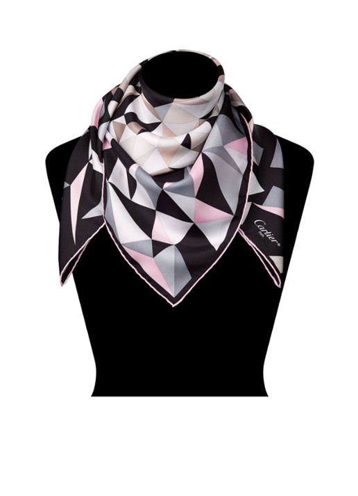 Cartier Panther Pixel Motif sjaal van zijde 90 x 90 cm OS000018 - voorkant 2 lichtroze