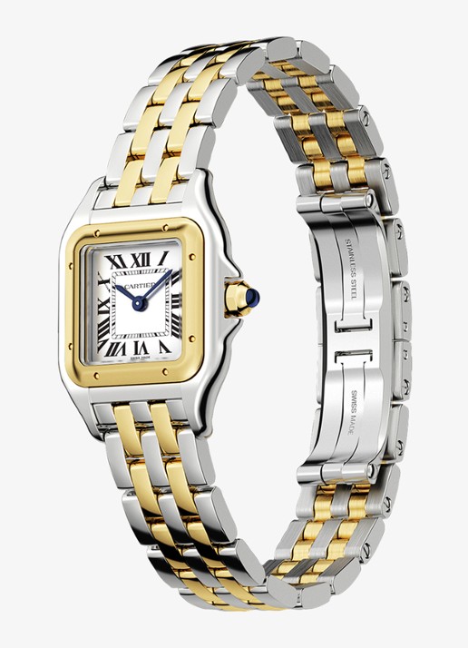 Cartier Panthère de Cartier horloge, klein model van 18 karaat geelgoud en staal CRW2PN0018 - achterkant 6 zilver