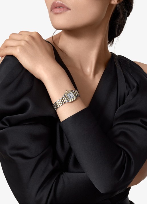Cartier Panthère de Cartier horloge, klein model van 18 karaat geelgoud en staal CRW2PN0018 - voorkant 8 zilver