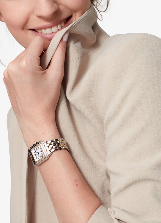 Cartier Panthère de Cartier horloge, medium model van 18 karaat geelgoud en staal CRW2PN0019 - voorkant 8 zilver