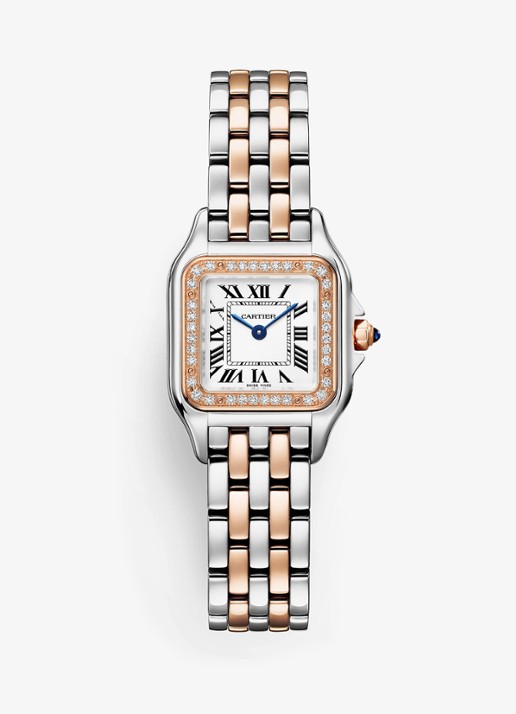 Cartier Panthère de Cartier horloge van 18 karaat roségoud en staal met diamant CRW3PN0014