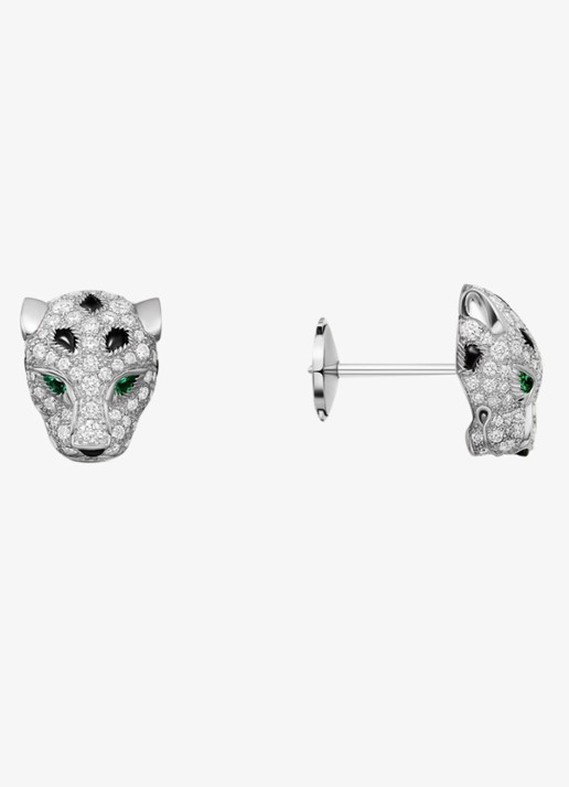 Cartier Panthère de Cartier oorknopjes van 18 karaat witgoud met smaragd, onyx en diamanten CRN8515269 - voorkant 2 witgoud