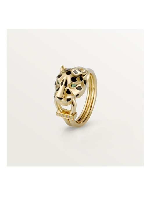 Cartier Panthère de Cartier ring van 18 karaat geelgoud met lak, tsavoriet en diamanten CRB4096700 - detail 7 geelgoud