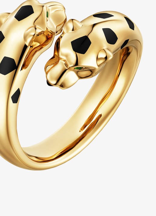 Cartier Panthère de Cartier ring van 18 karaat geelgoud met onyx en tsavoriet granaat CRB42401 - achterkant geelgoud
