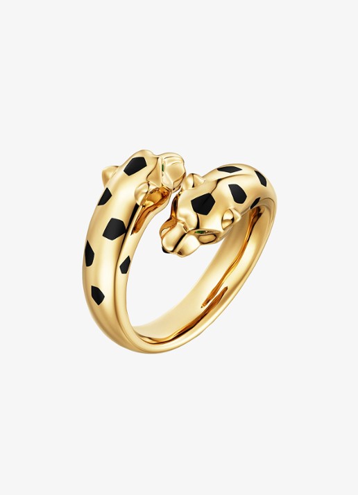 Cartier Panthère de Cartier ring van 18 karaat geelgoud met onyx en tsavoriet granaat CRB42401 - voorkant 2 geelgoud