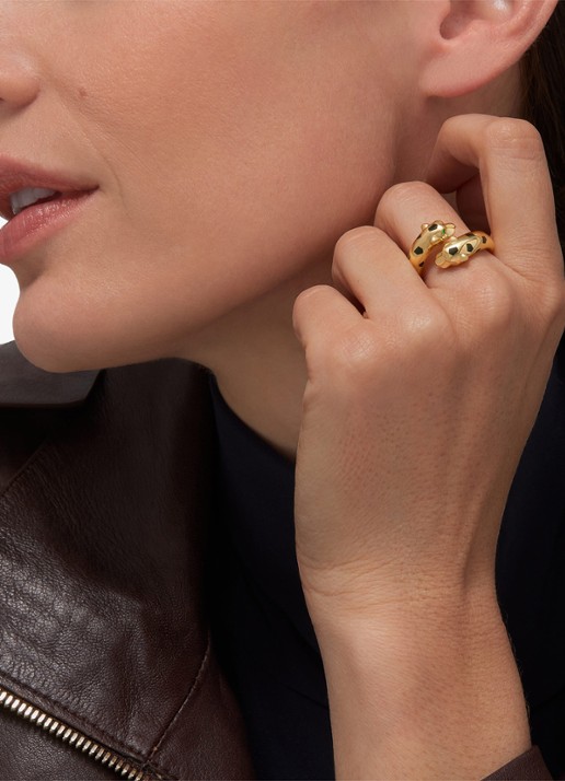Cartier Panthère de Cartier ring van 18 karaat geelgoud met onyx en tsavoriet granaat CRB42401 - voorkant 3 geelgoud