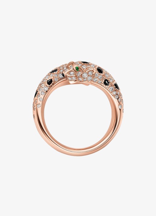 Cartier Panthère de Cartier ring van 18 karaat roségoud met onyx, smaragd en 0.92 ct diamant CRN4802600 - achterkant 8 roségoud