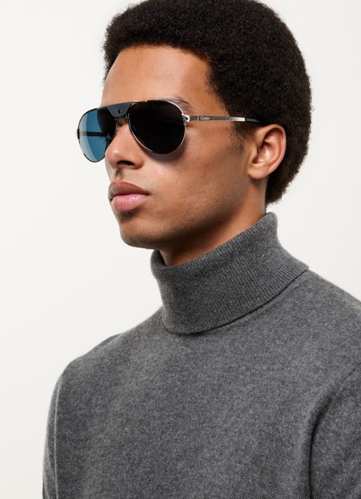 Cartier Piloten zonnebril gepolariseerd CT0034S - voorkant 2 zilver