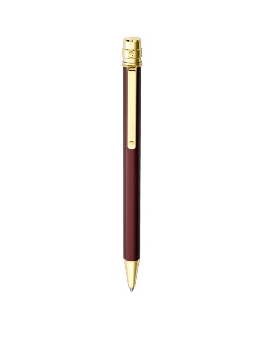 Cartier Santos de Cartier balpen van lak met geelgouden finish ST150190 - voorkant bordeauxrood
