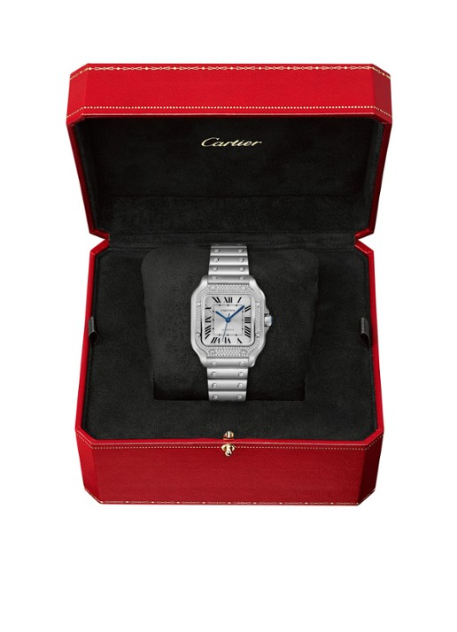 Cartier Santos de Cartier horloge met diamanten en verwisselbare bandjes CRW4SA0005 - detail 2 zilver