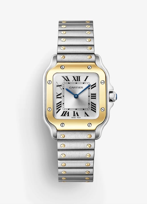 Cartier Santos de Cartier horloge, small model van 18 karaat geelgoud en staal CRW2SA0033