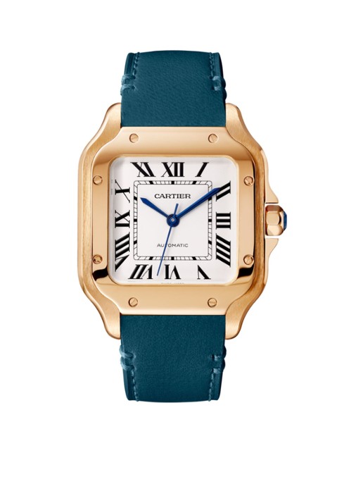 Cartier Santos de Cartier medium horloge van 18 karaat roségoud en kalfsleer CRWGSA0045  - voorkant 2 roségoud