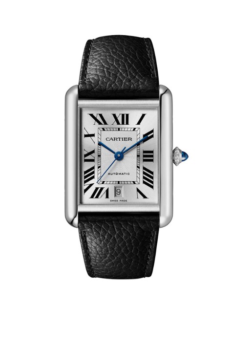 Cartier Tank Must extra-large horloge van staal en kalfsleer - Automatic CRWSTA0040 - voorkant 2 zilver